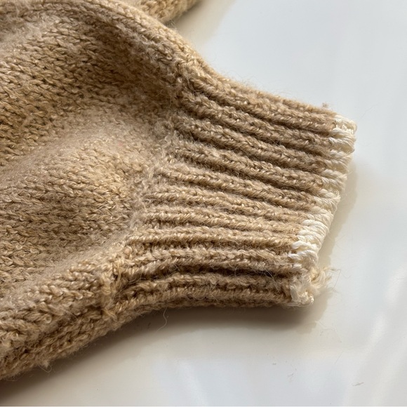 Vintage Albee Angora Blend Oversized Sweater Womens Large Beige Beaded Floral - Picture 10 of 10